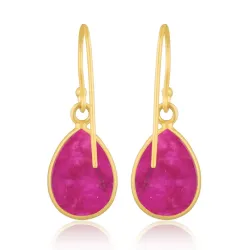 lange rubin øreringe i forgyldt sølv - Loom Stones