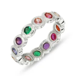 multifarvet zirkon ring i sølv - Bubbly Twist