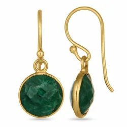 runde grønne øreringe i forgyldt sølv - Loom Stones