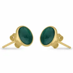 runde ørestikker i forgyldt sølv - Loom Stones