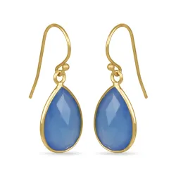 dråbe blå øreringe i forgyldt sølv - Loom Stones