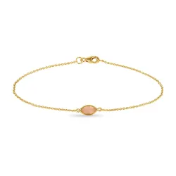 ægte calcedon armbånd i forgyldt sølv 19,0 cm x 5,0 mm  - Loom Stones