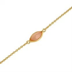 ægte calcedon armbånd i forgyldt sølv 19,0 cm x 5,0 mm  - Loom Stones