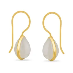 hvide månesten øreringe i forgyldt sølv - Loom Stones