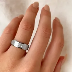 zirkon ring i rhodineret sølv