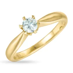 zirkon solitairering i 9 karat guld