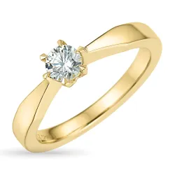 5,4 mm zirkon solitairering i 9 karat guld