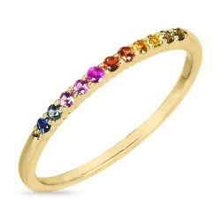 multifarvet safir ring i 9 karat guld