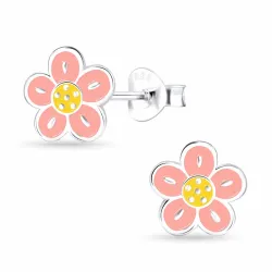 blomster emalje børneøreringe i sølv - Little Ones