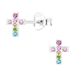 kors børneøreringe i sølv - Little Ones