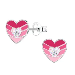 hjerte børneøreringe i sølv - Little Ones