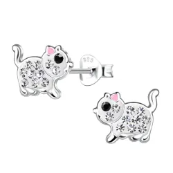 katte børneøreringe i sølv - Little Ones