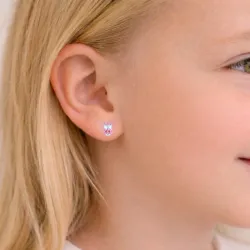 ugle pink børneøreringe i sølv - Little Ones