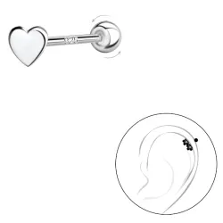 hjerter helix piercing i sølv