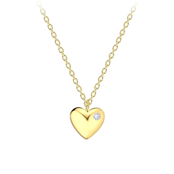 hjerte zirkon halskæde i forgyldt sølv