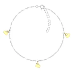 hjerte ankelkæde i sølv med vedhæng i forgyldt sølv - Little Ones