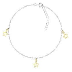 stjerne ankelkæde i sølv med vedhæng i forgyldt sølv - Little Ones