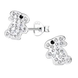 kanin krystal øreringe i sølv - Little Ones