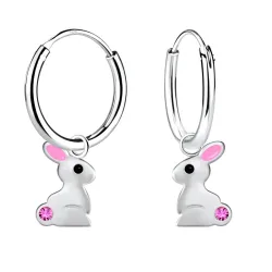 kanin krystal creoler i sølv - Little Ones