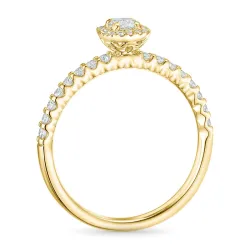 firkantet zirkon guldring i 9 karat guld