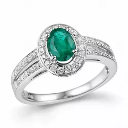 oval smaragd ring i 14 karat hvidguld 0,336 ct 