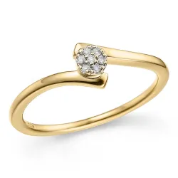 smal abstrakt diamantring i 14 karat guld 0,03 ct