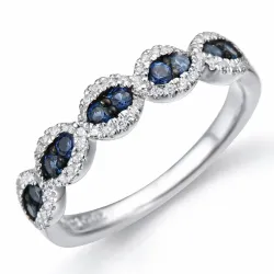 safir diamantring i 14 karat hvidguld 0,44 ct 0,21 ct