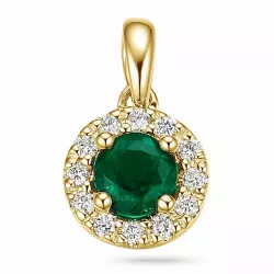 smaragd diamantvedhæng i 14 karat guld 0,35 ct 0,12 ct