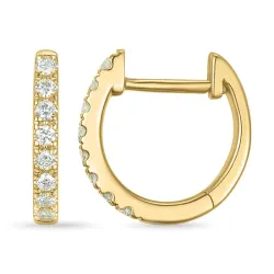 12,5 mm diamant creoler i 14 karat guld med diamant 