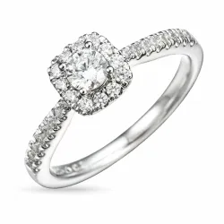 firkantet diamantring i 14 karat hvidguld 0,26 ct 0,26 ct