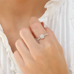 firkantet diamantring i 14 karat hvidguld 0,26 ct 0,26 ct