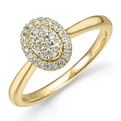 oval diamantring i 14 karat guld 0,18 ct