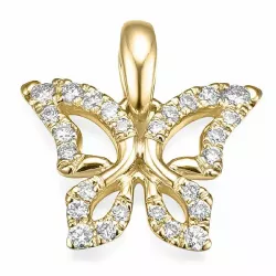 sommerfugle diamant vedhæng i 14 karat guld 0,134 ct