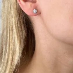 runde brillantøreringe i 14 karat hvidguld med diamant 