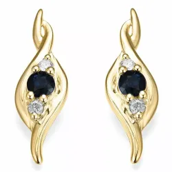 safir diamantøreringe i 14 karat guld med diamant og safir 