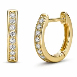 12 mm diamant creoler i 14 karat guld med diamant 
