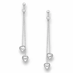 Lange hjerter øreringe i sølv