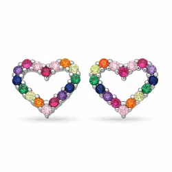 hjerte multifarvede zirkon øreringe i sølv