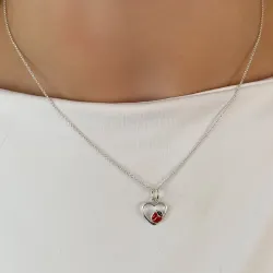 hjerte mariehøne vedhæng i sølv