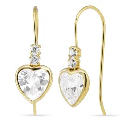 hjerteøreringe i 9 karat guld med zirkon - Gold Collection