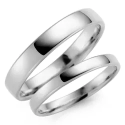 4 og 3 mm vielsesringe i 9 karat hvidguld - sæt