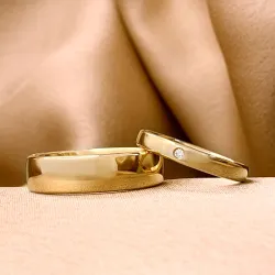 6 og 3 mm vielsesringe i 9 karat guld 0,02 ct - sæt