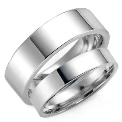 6 og 5 mm vielsesringe i 9 karat hvidguld - sæt