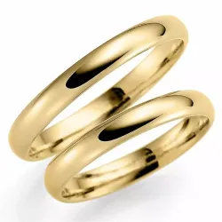 Smalle 3 mm vielsesringe i 9 karat guld - sæt