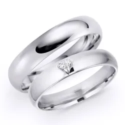 4 mm vielsesringe i 9 karat hvidguld 0,03 ct - sæt