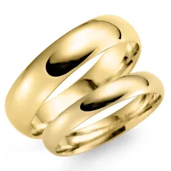 6 og 3 mm vielsesringe i 14 karat guld - sæt