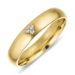 4 mm hjerte diamant vielsesring i 14 karat guld 0,01 ct