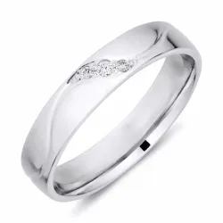 4 mm diamant vielsesring i 9 karat hvidguld 0,008 ct og 0,015 ct