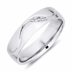 5 mm vielsesring i 9 karat hvidguld 0,008 ct og 0,02 ct