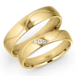 5 og 4 mm diamant vielsesringe i 9 karat guld 0,008 ct og 0,015 ct ct - sæt